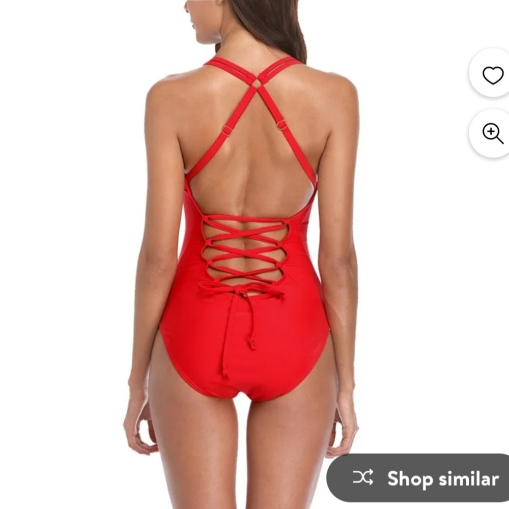 NWT Enjoy the Sunshine One Piece Swimsuit in red. Size XL - Picture 2 of 6